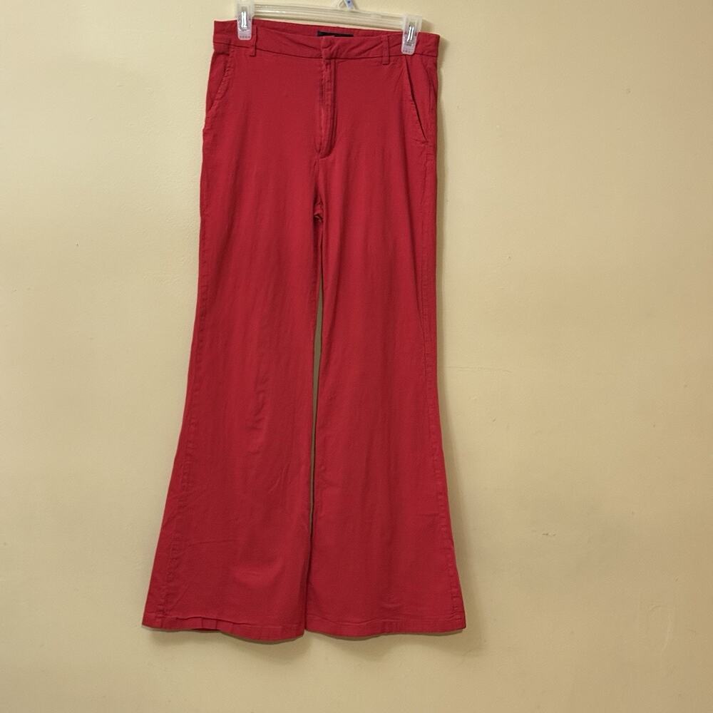 70s Disco Statement Dopamine Streetwear AKIRA Cherry Red High Waist Flare Pant L